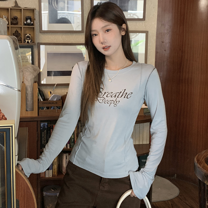 Commuting Casual tops niche letters bottoming shirt