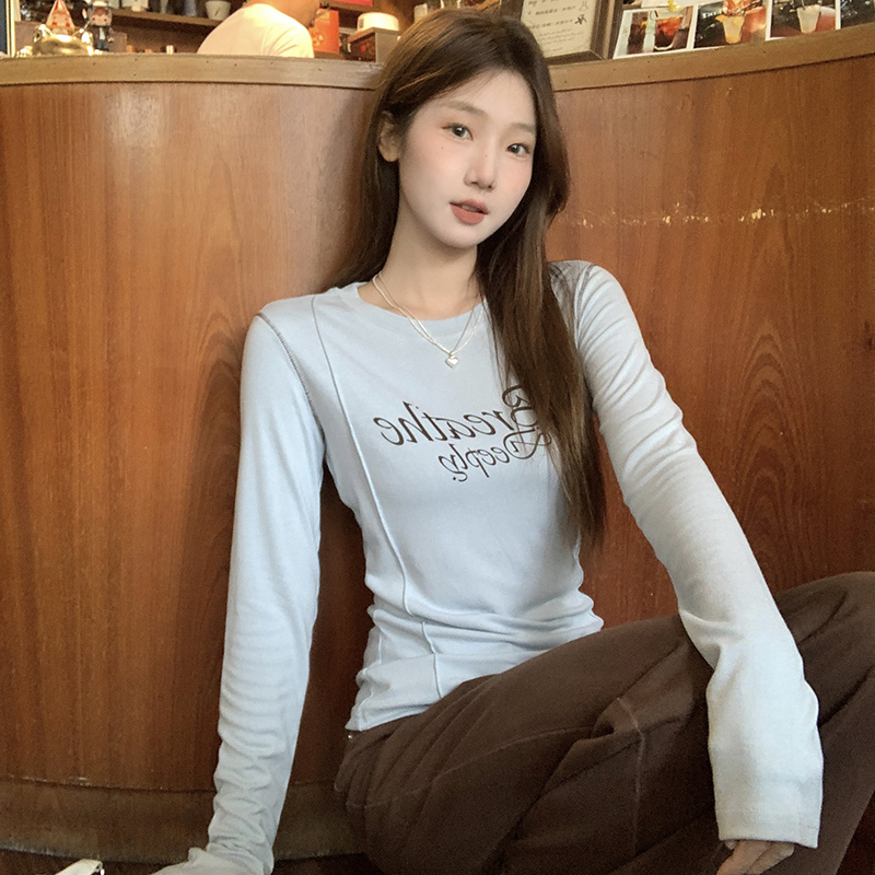 Commuting Casual tops niche letters bottoming shirt