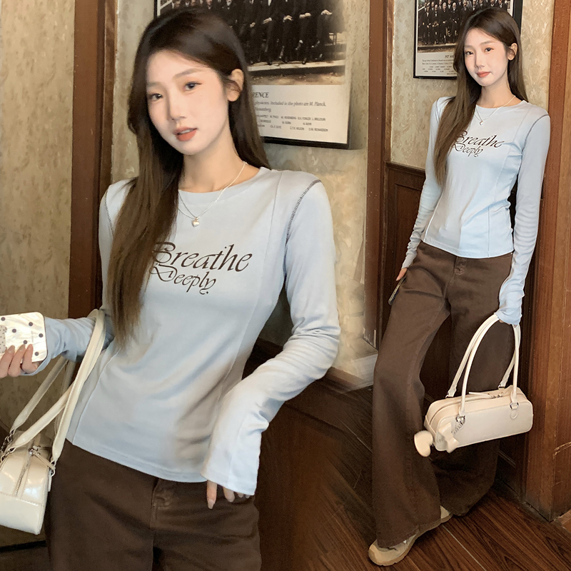 Commuting Casual tops niche letters bottoming shirt