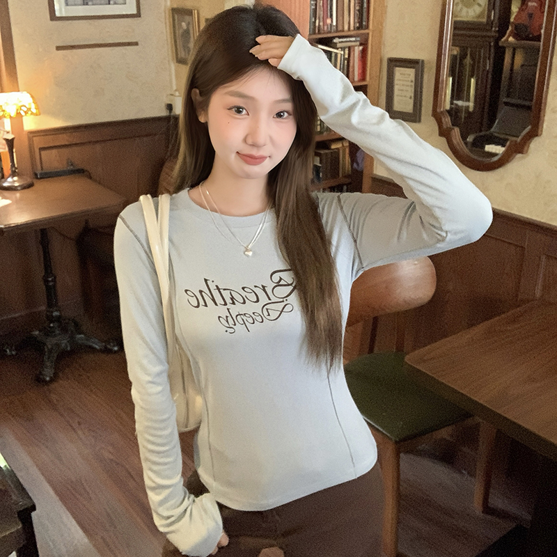 Commuting Casual tops niche letters bottoming shirt
