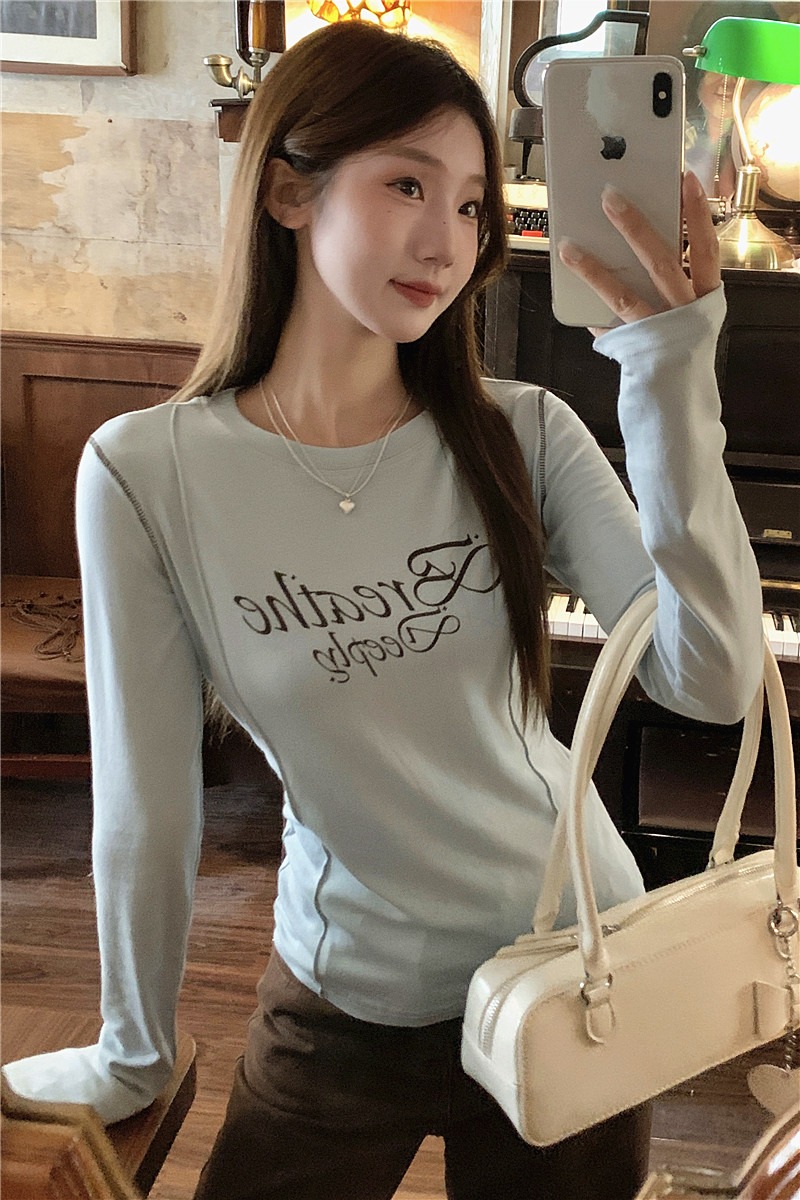 Commuting Casual tops niche letters bottoming shirt