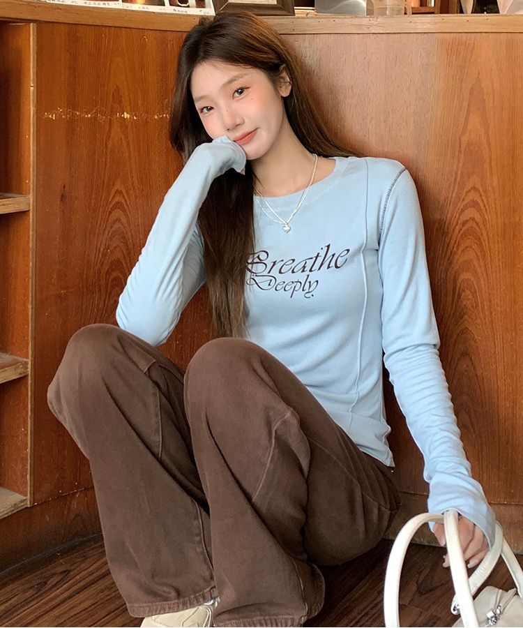 Commuting Casual tops niche letters bottoming shirt