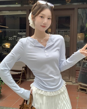 Splice temperament T-shirt unique Pseudo-two bottoming shirt