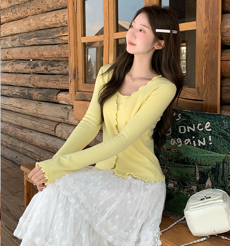 Pseudo-two sweet bottoming shirt show young sweater