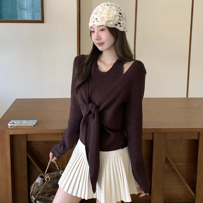 Unique autumn and winter tops Pseudo-two sweater