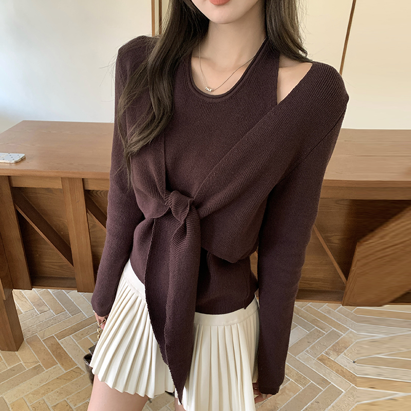 Unique autumn and winter tops Pseudo-two sweater