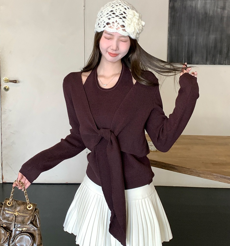 Unique autumn and winter tops Pseudo-two sweater