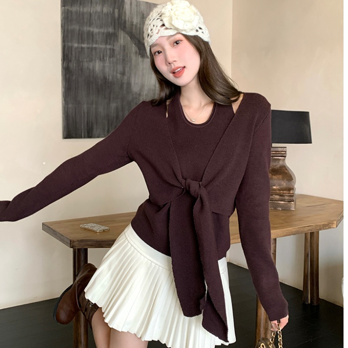Unique autumn and winter tops Pseudo-two sweater