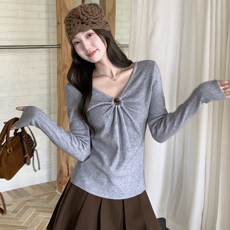 Autumn slim bottoming shirt wear V-neck sweater