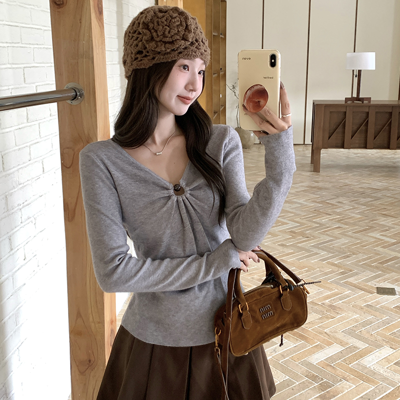 Autumn slim bottoming shirt wear V-neck sweater