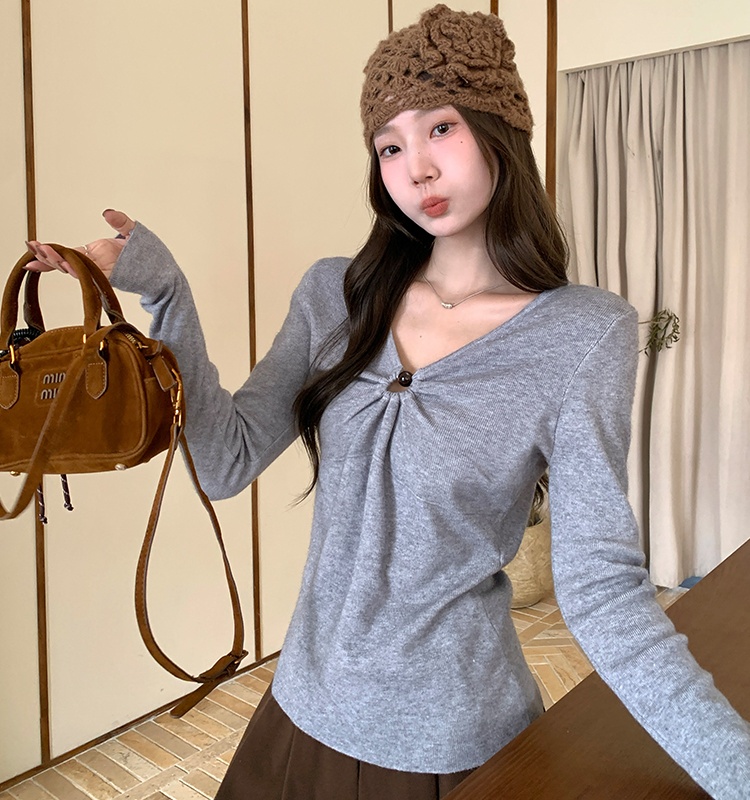 Autumn slim bottoming shirt wear V-neck sweater