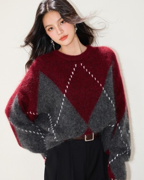Lazy mixed colors autumn Western style soft quilted sweater