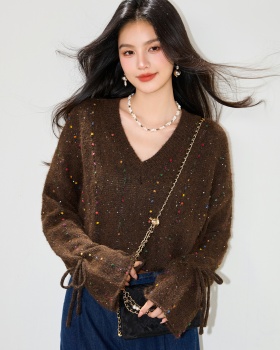 Color point lazy tops plush sweater for women