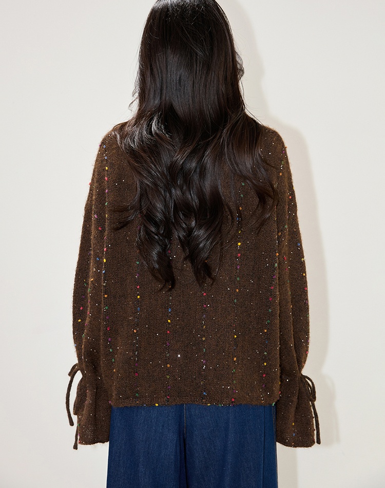 Color point lazy tops plush sweater for women