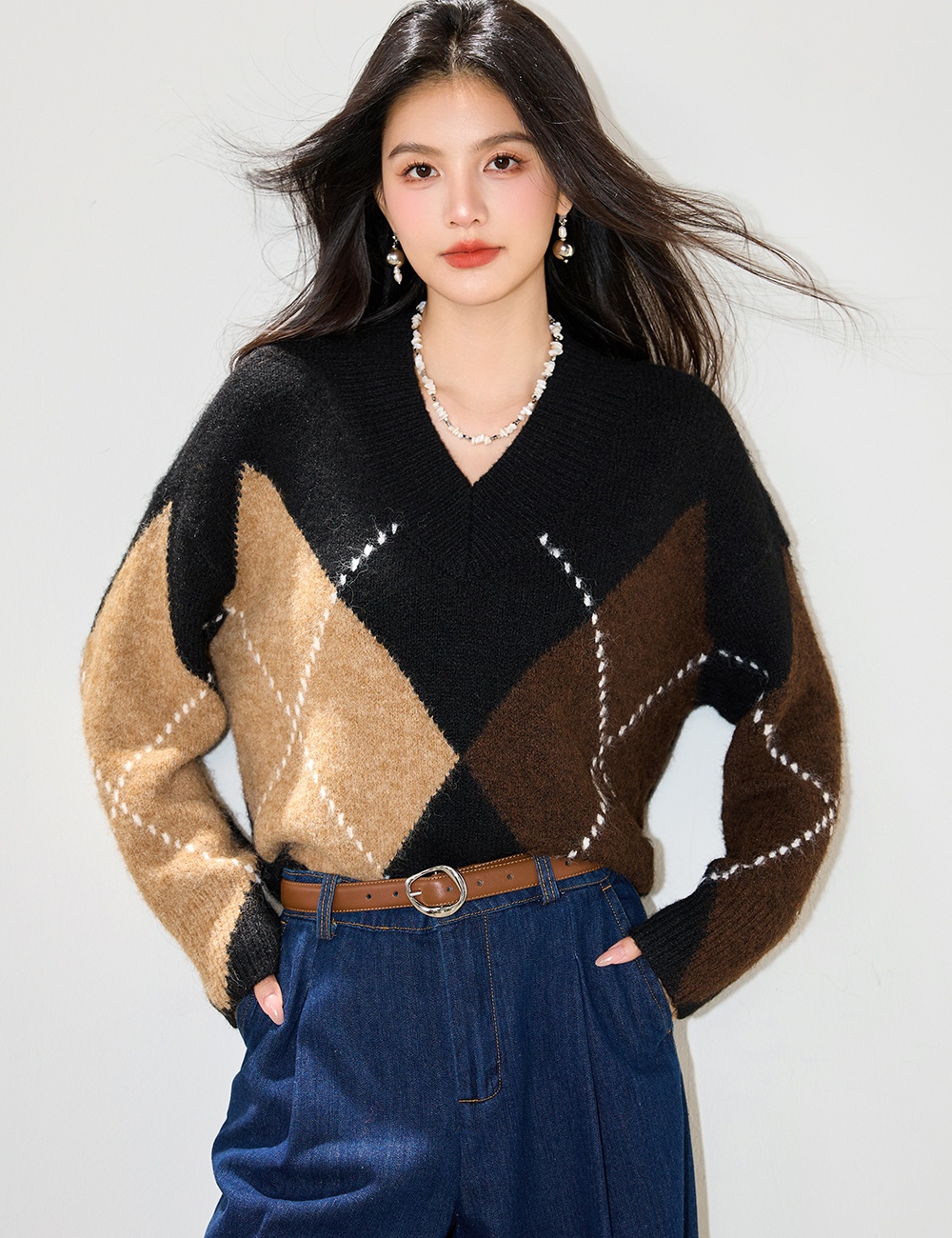 Autumn and winter loose quilted sweater for women