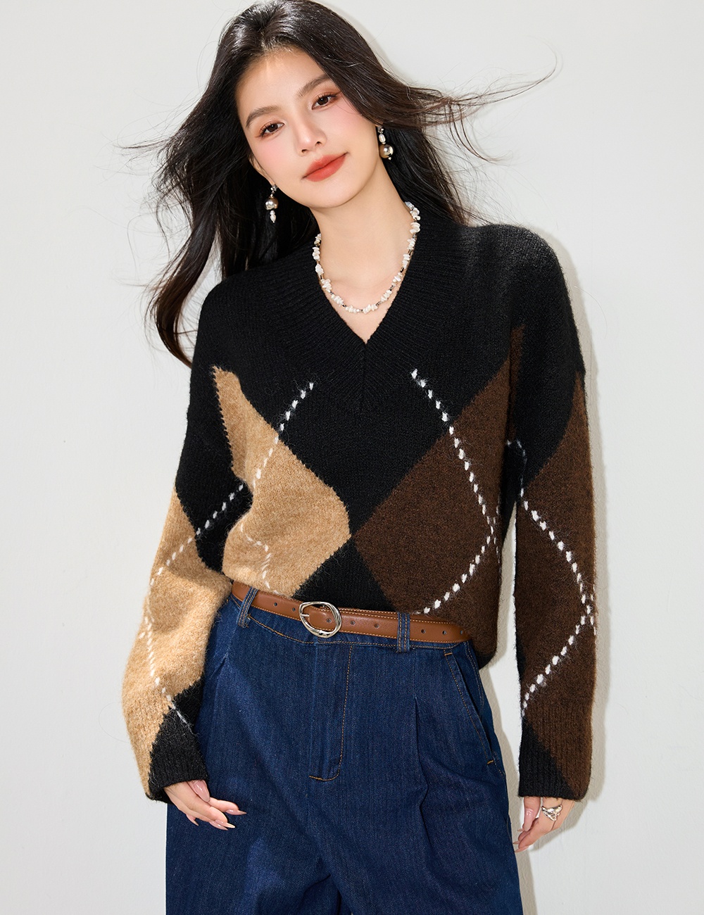 Autumn and winter loose quilted sweater for women