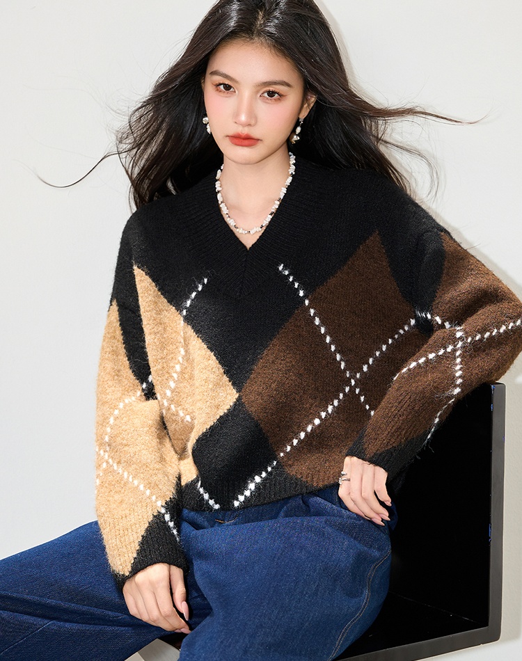 Autumn and winter loose quilted sweater for women