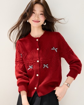 Wool chanelstyle cardigan all-match coat for women
