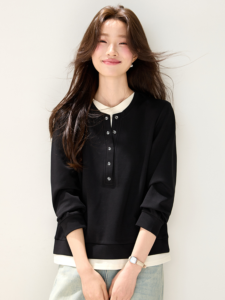 Lazy Western style tops round neck loose hoodie for women