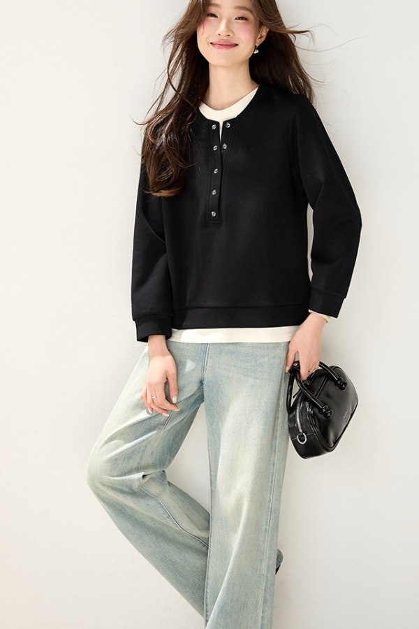 Lazy Western style tops round neck loose hoodie for women