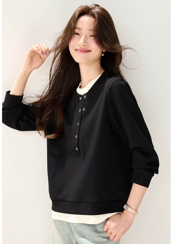 Lazy Western style tops round neck loose hoodie for women