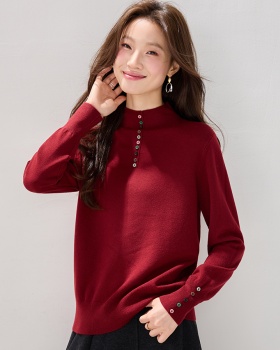 Red bottoming tops autumn and winter sweater for women
