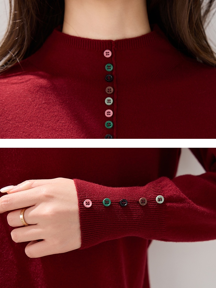 Red bottoming tops autumn and winter sweater for women