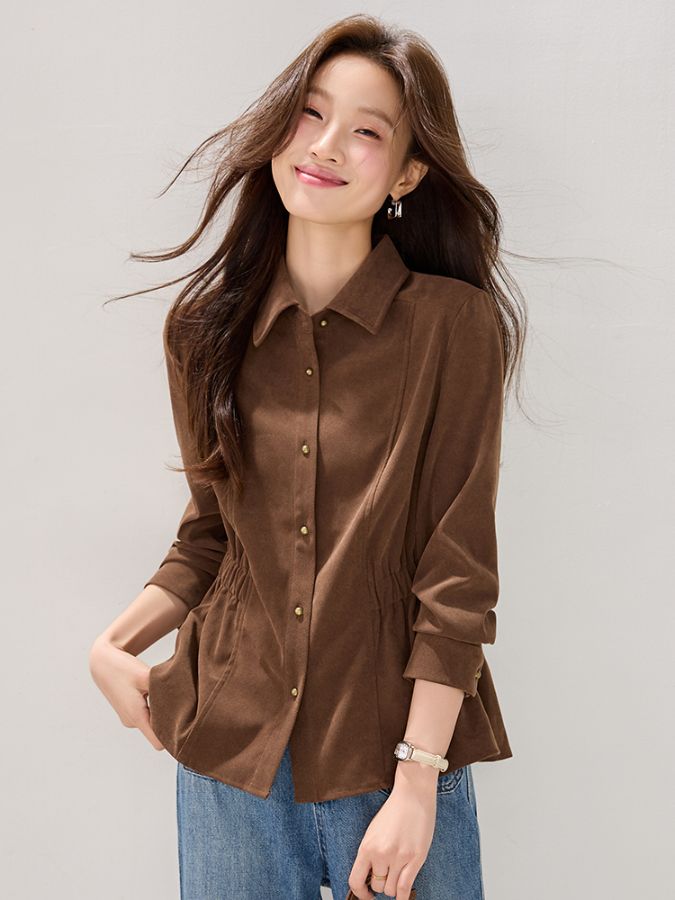 All-match simple tops autumn and winter shirt for women