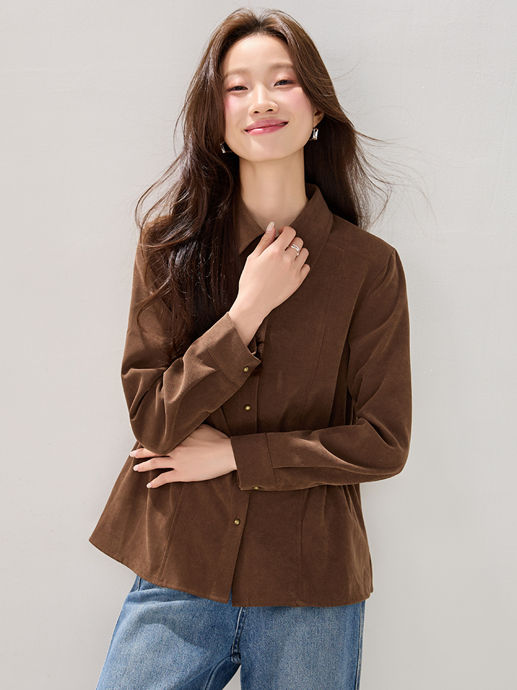 All-match simple tops autumn and winter shirt for women