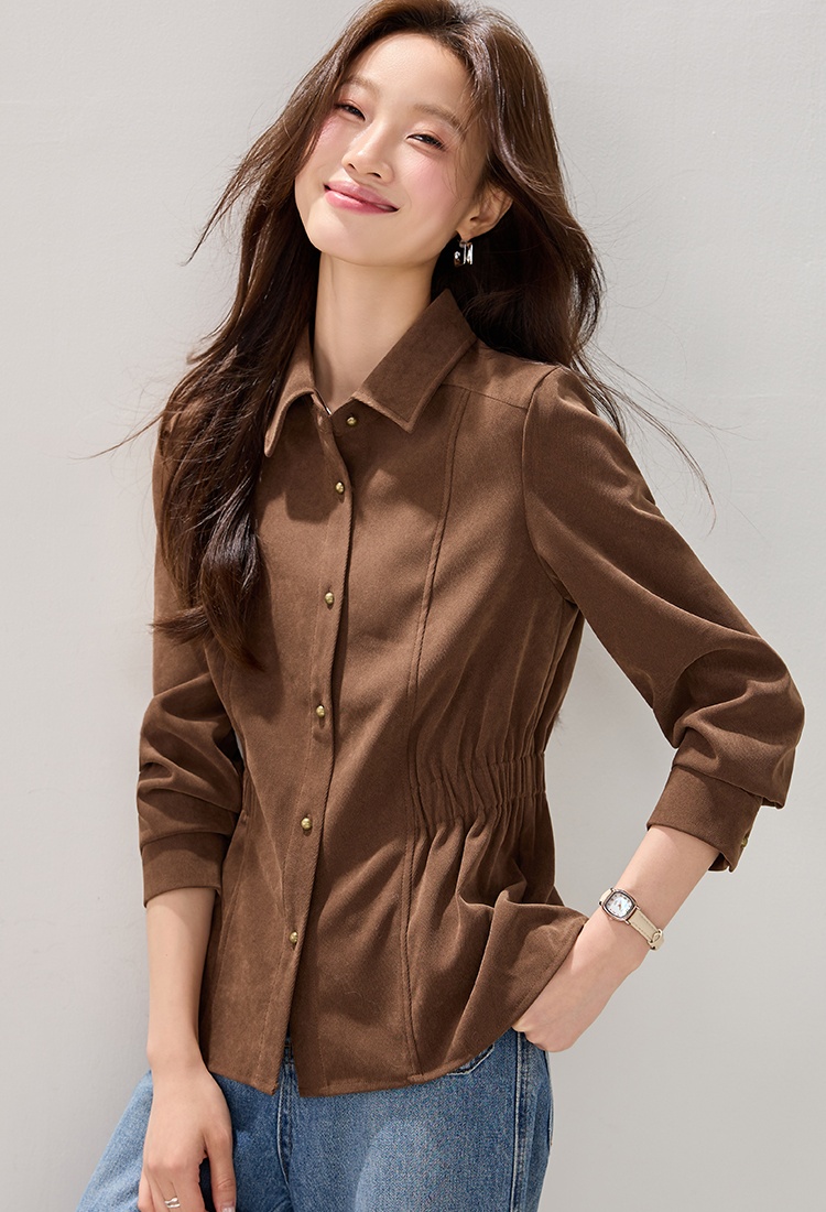 All-match simple tops autumn and winter shirt for women