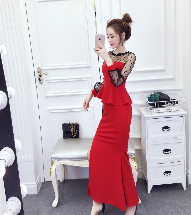 Temperament package hip long dress autumn and winter dress