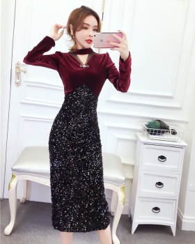 Autumn and winter formal dress Western style long dress