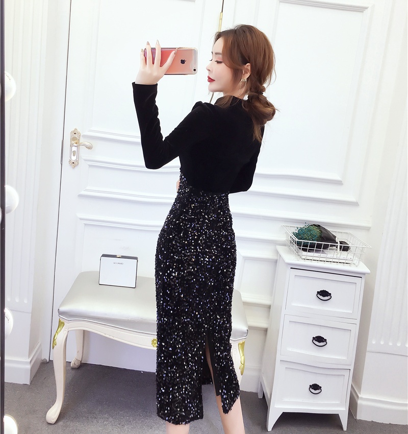 Autumn and winter formal dress Western style long dress