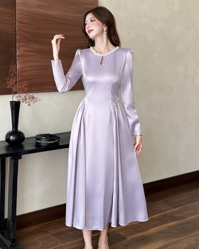 Slim fashion temperament dress pinched waist autumn long dress