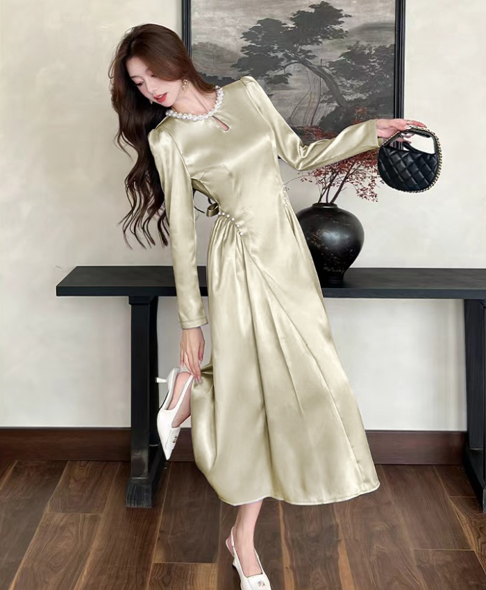 Slim fashion temperament dress pinched waist autumn long dress