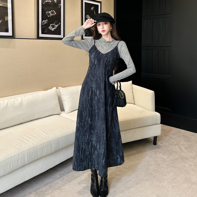 Temperament dress Korean style bottoming shirt 2pcs set
