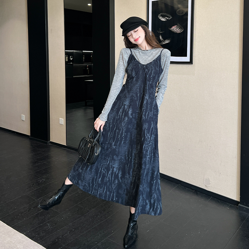 Temperament dress Korean style bottoming shirt 2pcs set