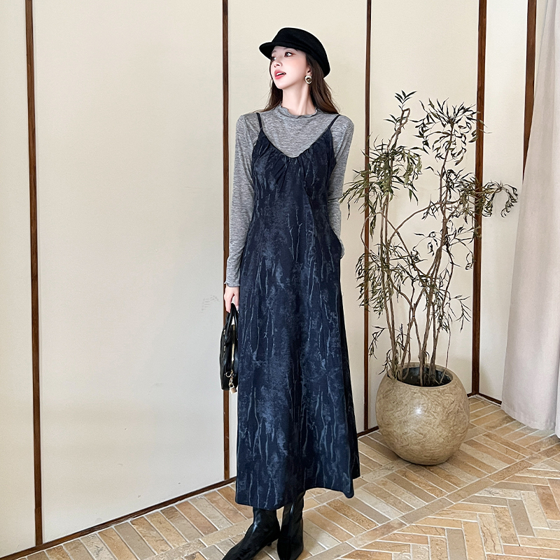 Temperament dress Korean style bottoming shirt 2pcs set