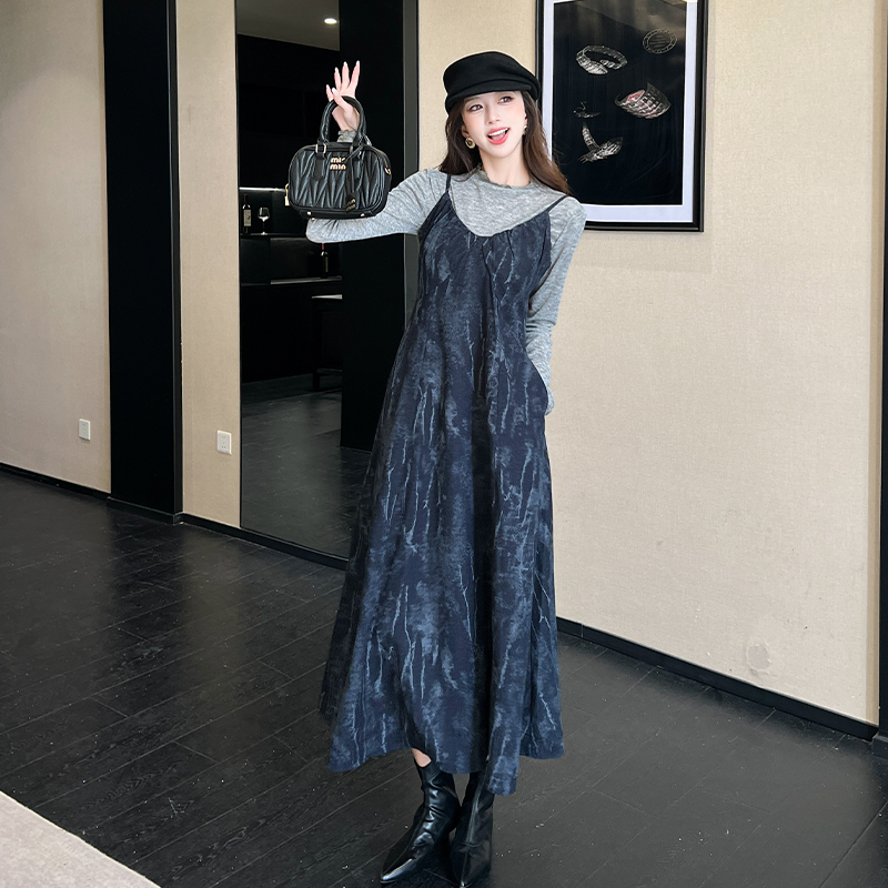 Temperament dress Korean style bottoming shirt 2pcs set