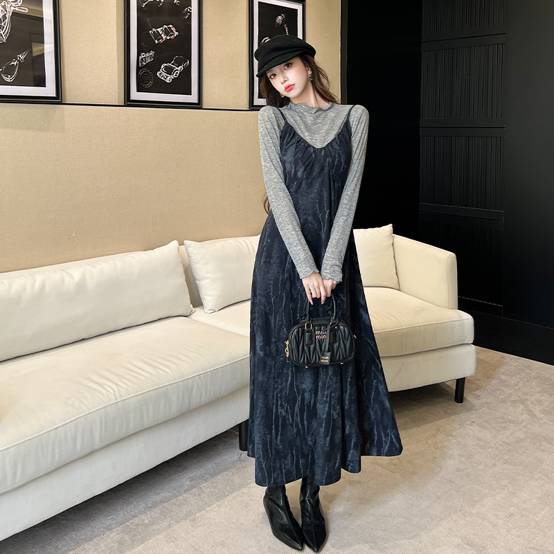 Temperament dress Korean style bottoming shirt 2pcs set