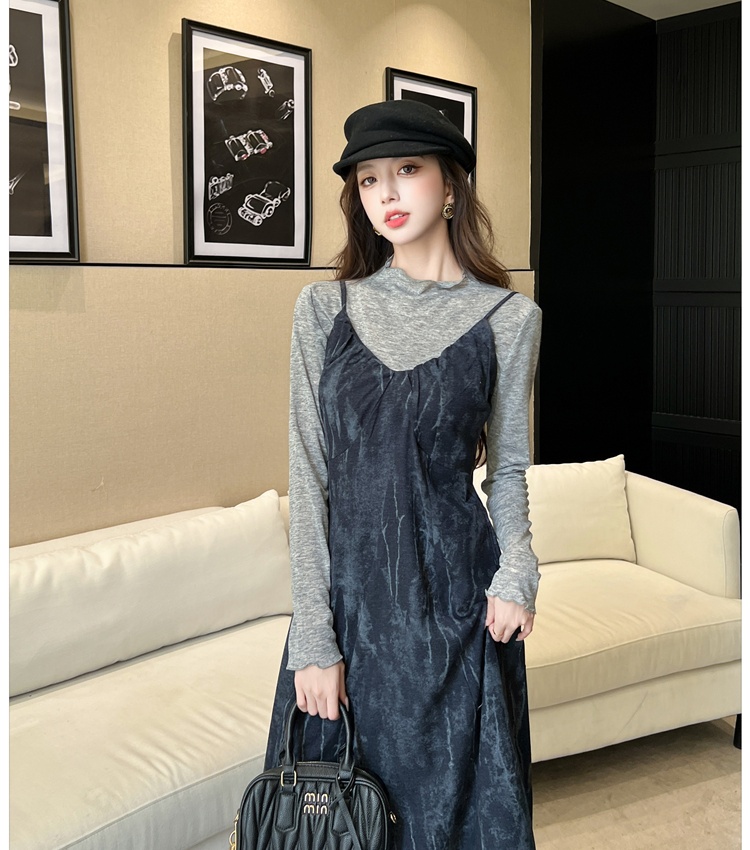 Temperament dress Korean style bottoming shirt 2pcs set