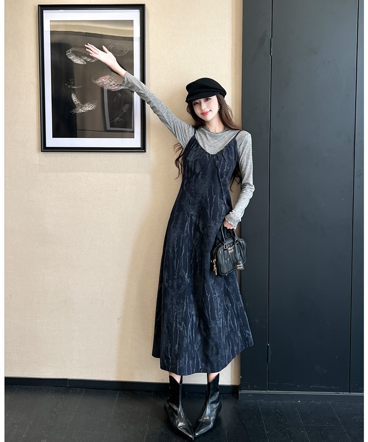 Temperament dress Korean style bottoming shirt 2pcs set