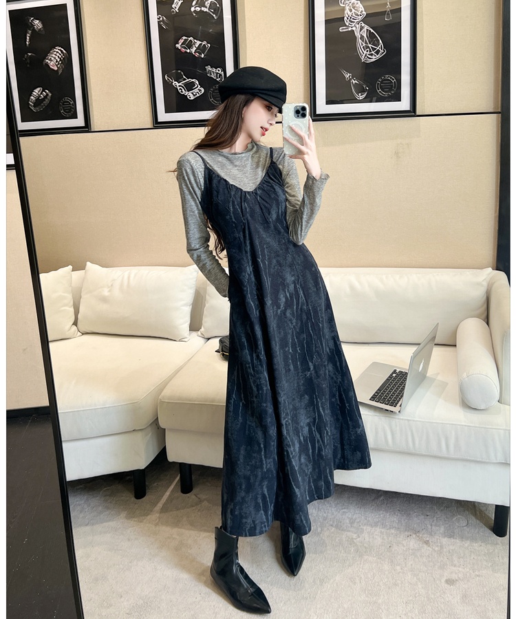 Temperament dress Korean style bottoming shirt 2pcs set