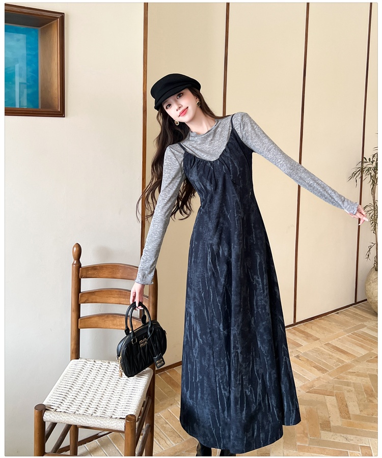 Temperament dress Korean style bottoming shirt 2pcs set