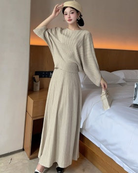 All-match fashion skirt pleated autumn sweater 2pcs set