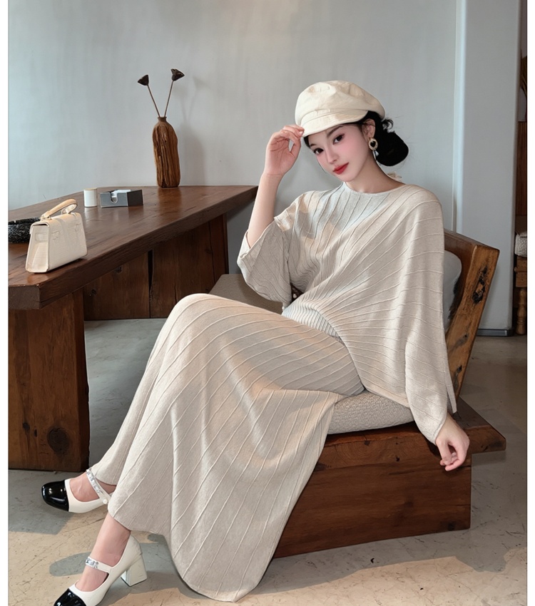 All-match fashion skirt pleated autumn sweater 2pcs set