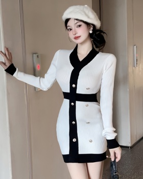 Package hip knitted dress chanelstyle sweater dress for women