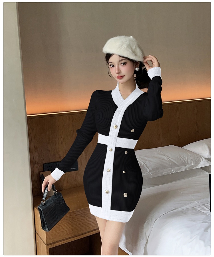 Package hip knitted dress chanelstyle sweater dress for women