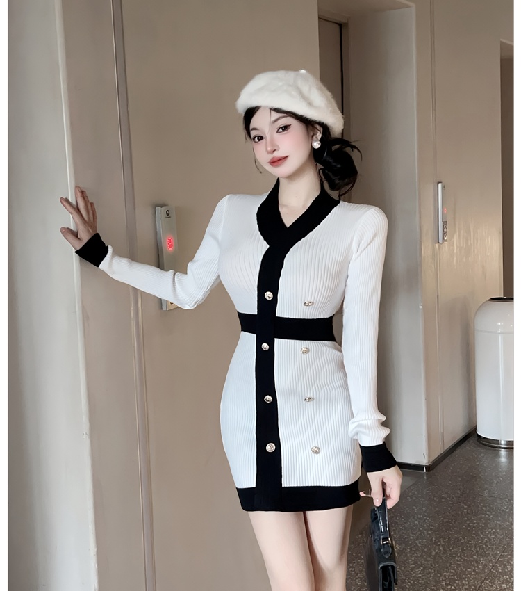 Package hip knitted dress chanelstyle sweater dress for women