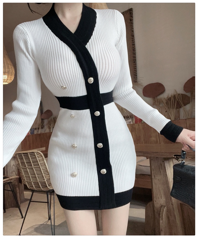Package hip knitted dress chanelstyle sweater dress for women